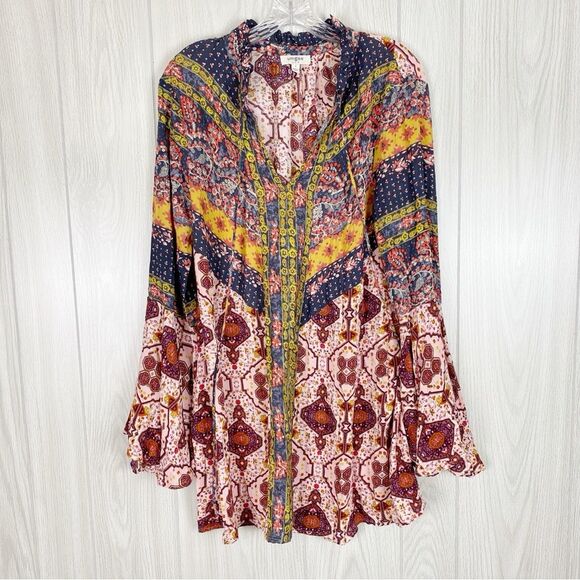 Umgee | Boho Bell Sleeve Tassel Dress Size Small - Picture 2 of 12